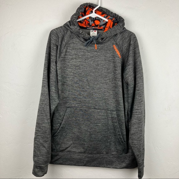 Russell Athletic Men’s Gray Hoodie Size M Fleece Lined Orange Camo Hood - Picture 15 of 15